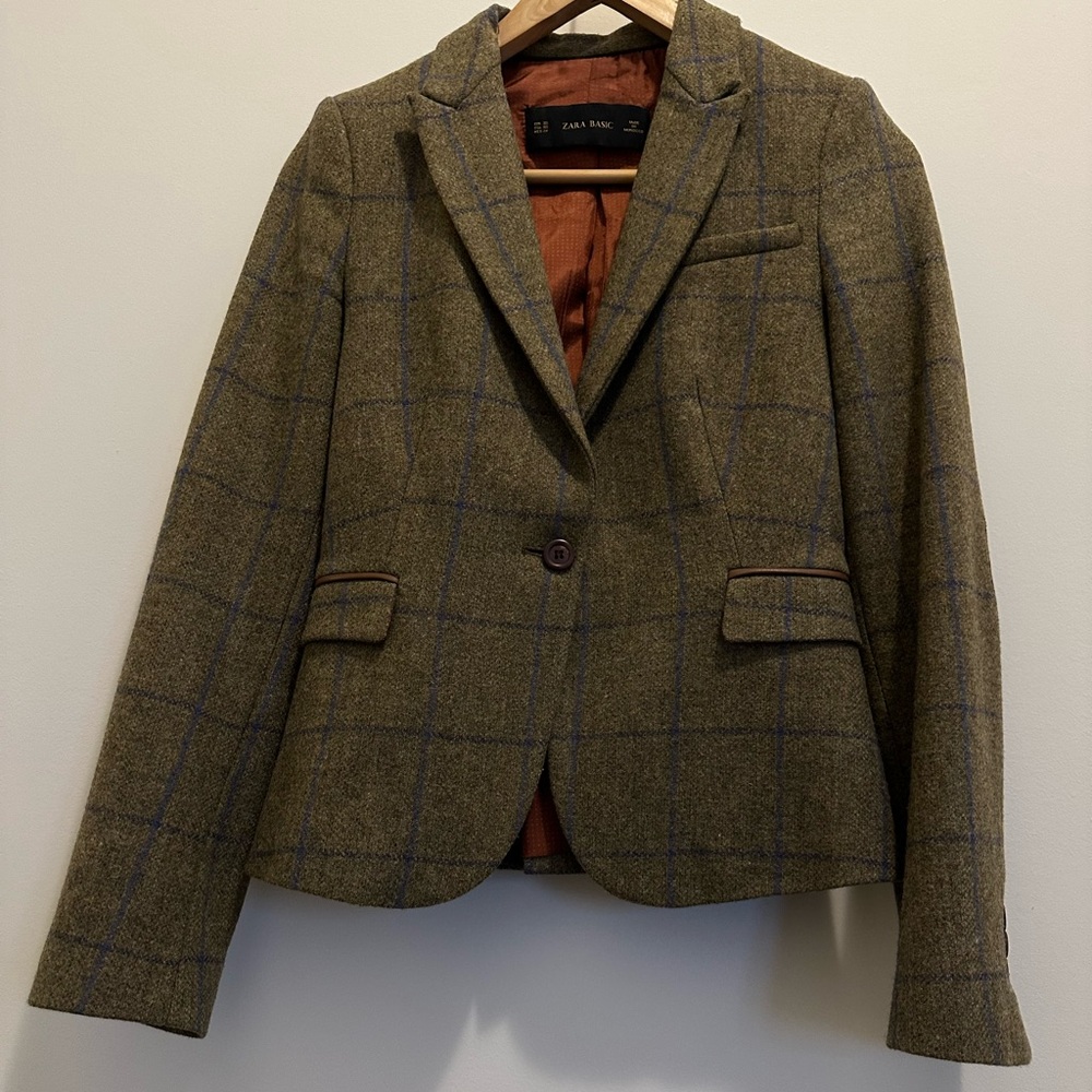 Zara Brown Plaid Blazer